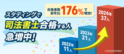 スタディング司法書士講座、合格実績